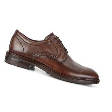 Men's Ecco Vitrus I Plain Toe Tie Dress Shoes Coffee | SG 538XYU